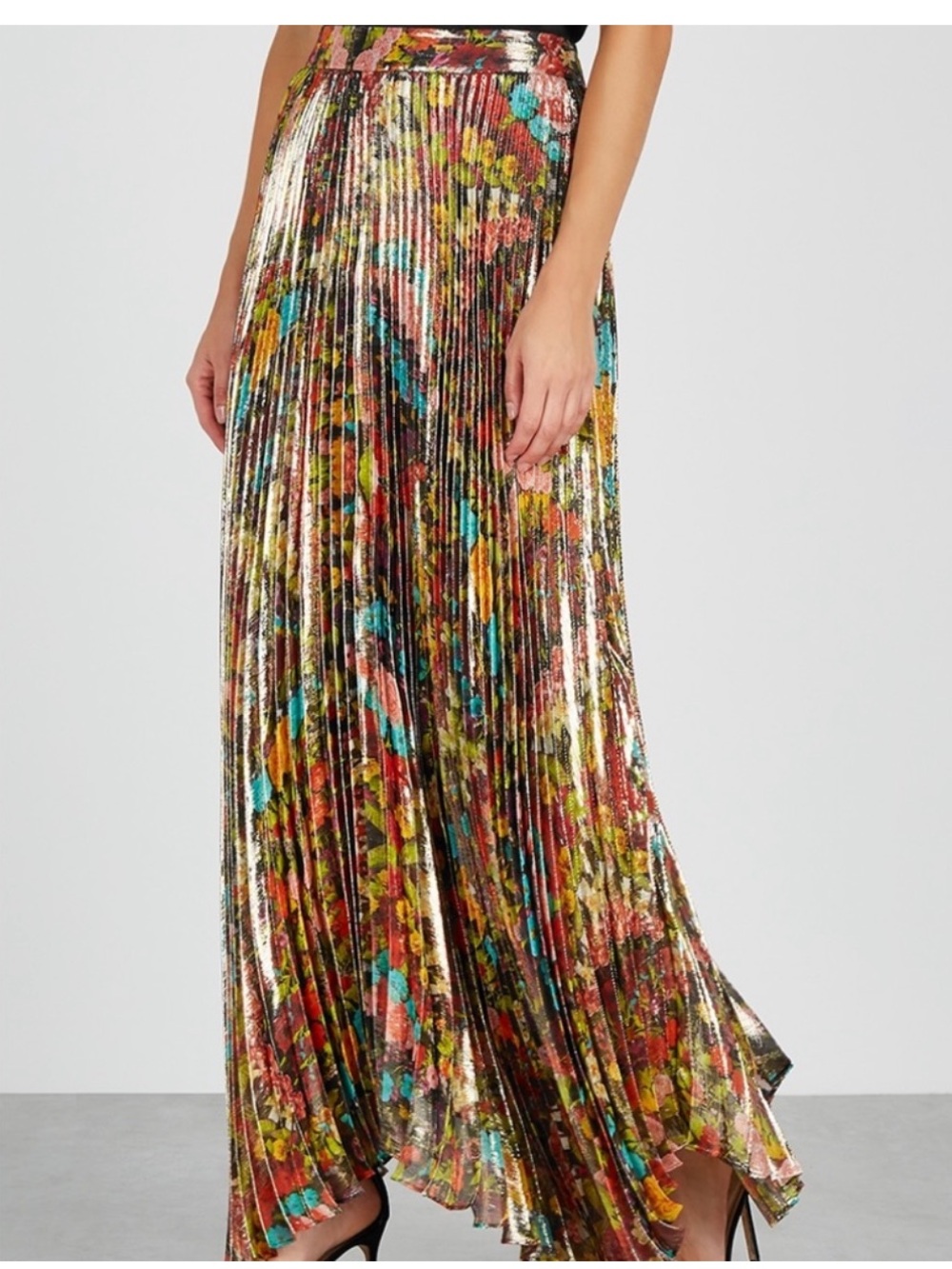Alice + Olivia floral KATZ PLEATED MAXI SKIRT - Picture 2 of 9